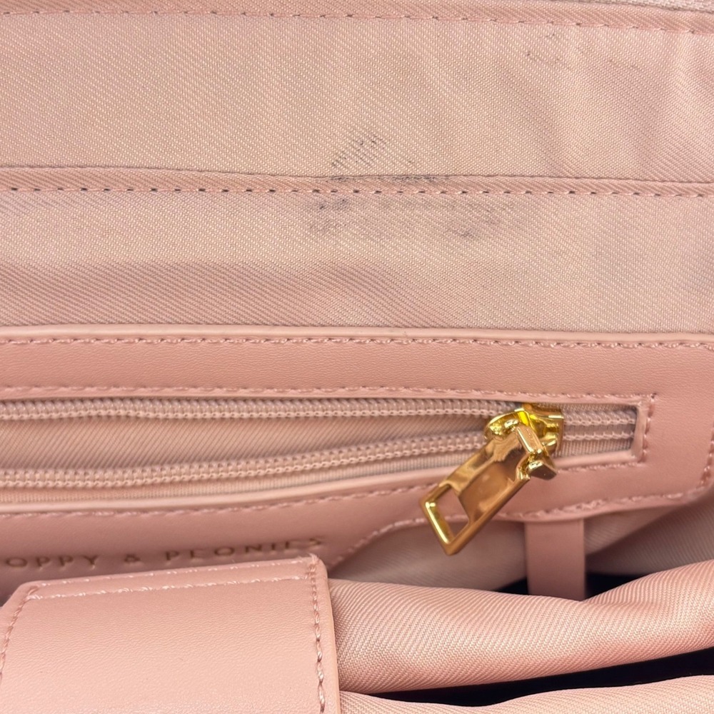 Poppy & Peonies Tote Commuter Backpack Set Blush Pink Gold Vegan Leather - Picture 14 of 16
